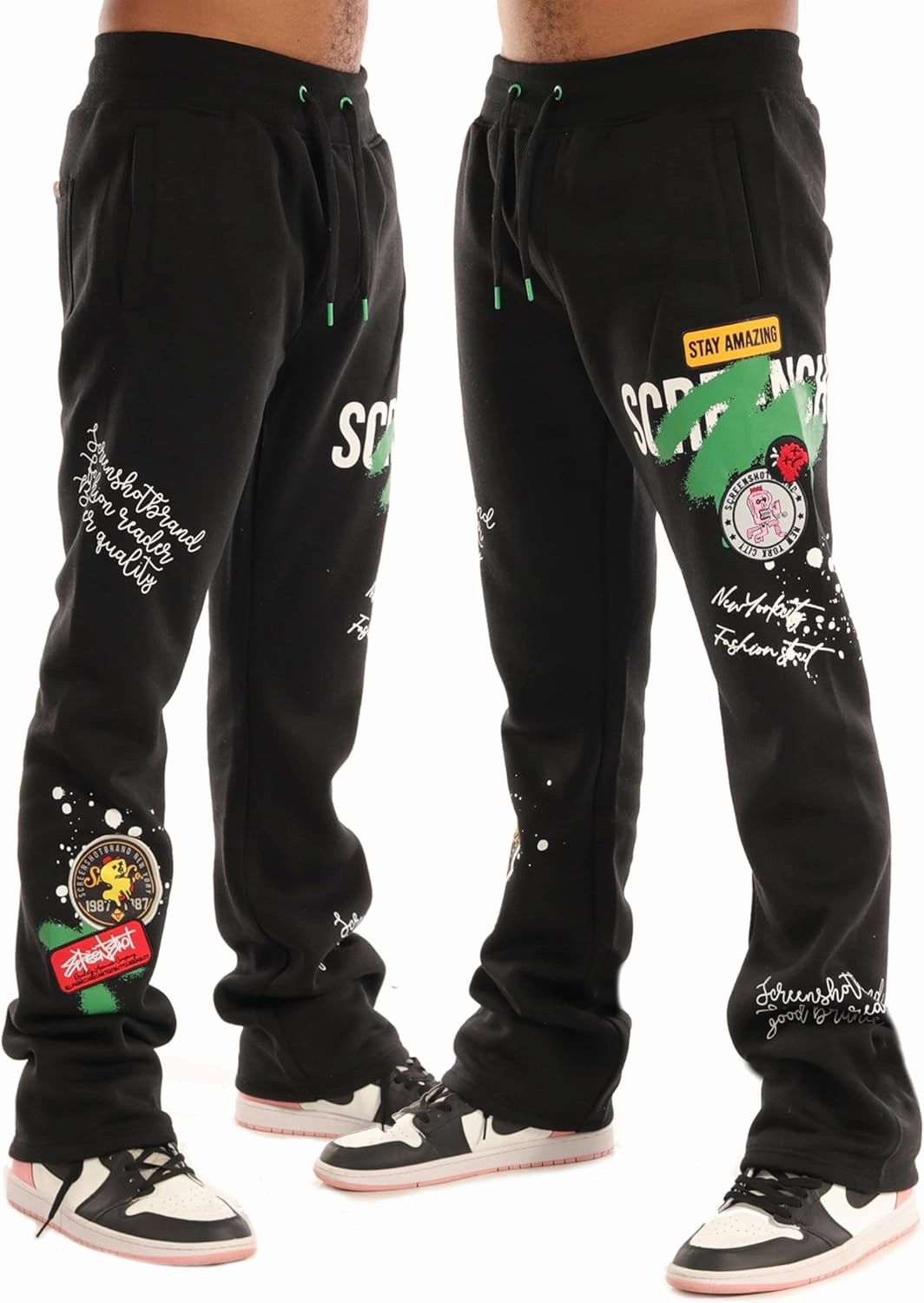 SCREENSHOT-Fleece Pants 4202 Mens Streetwear Urban Fit Fleece Pants - Stacked Fit Fashion Sweatpants Ribbed Wasteband