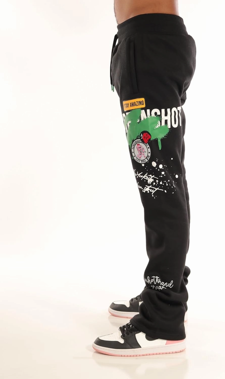 SCREENSHOT-Fleece Pants 4202 Mens Streetwear Urban Fit Fleece Pants - Stacked Fit Fashion Sweatpants Ribbed Wasteband
