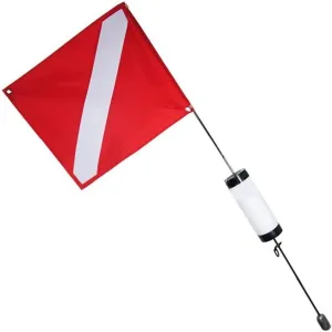 Scuba Choice Dive Flag for Safety with Weight Float, 4' Large – 18" x 21.5" High-Visibility Flag, 2-Piece Durable Floats for Scuba Diving & Spearfishing