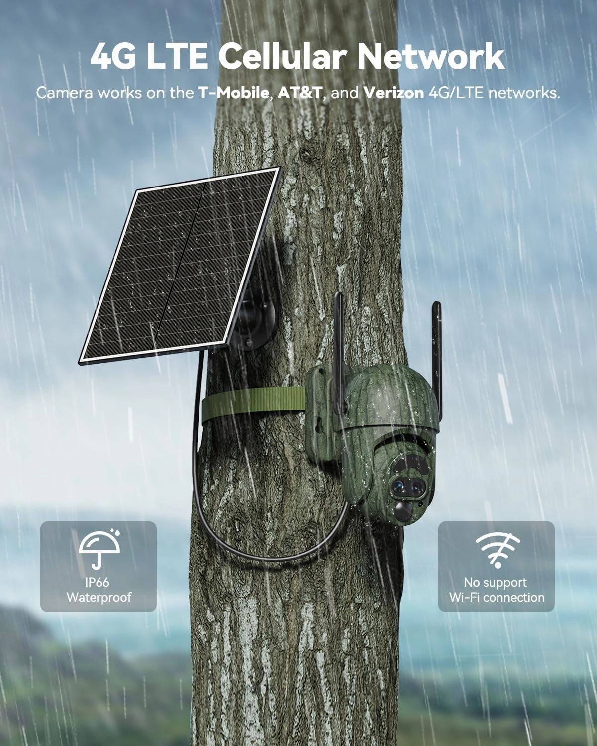 SEHMUA Cellular Trail Cameras, 4G LTE Cellular Security Camera with 12X Hybrid Zoom 2K 360° View Live Video, Unlimited Data Plan Game Camera No Glow IR, Solar Powered, Motion Activate