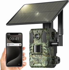 SEHMUA Trail Camera Cellular Trail Cameras 2.7K Live Streaming 4G LTE Cellular Gen 3rd Solar Powered Game Camera Remote Phone Access Playback Motion Activated 0.2s Trigger Time Green