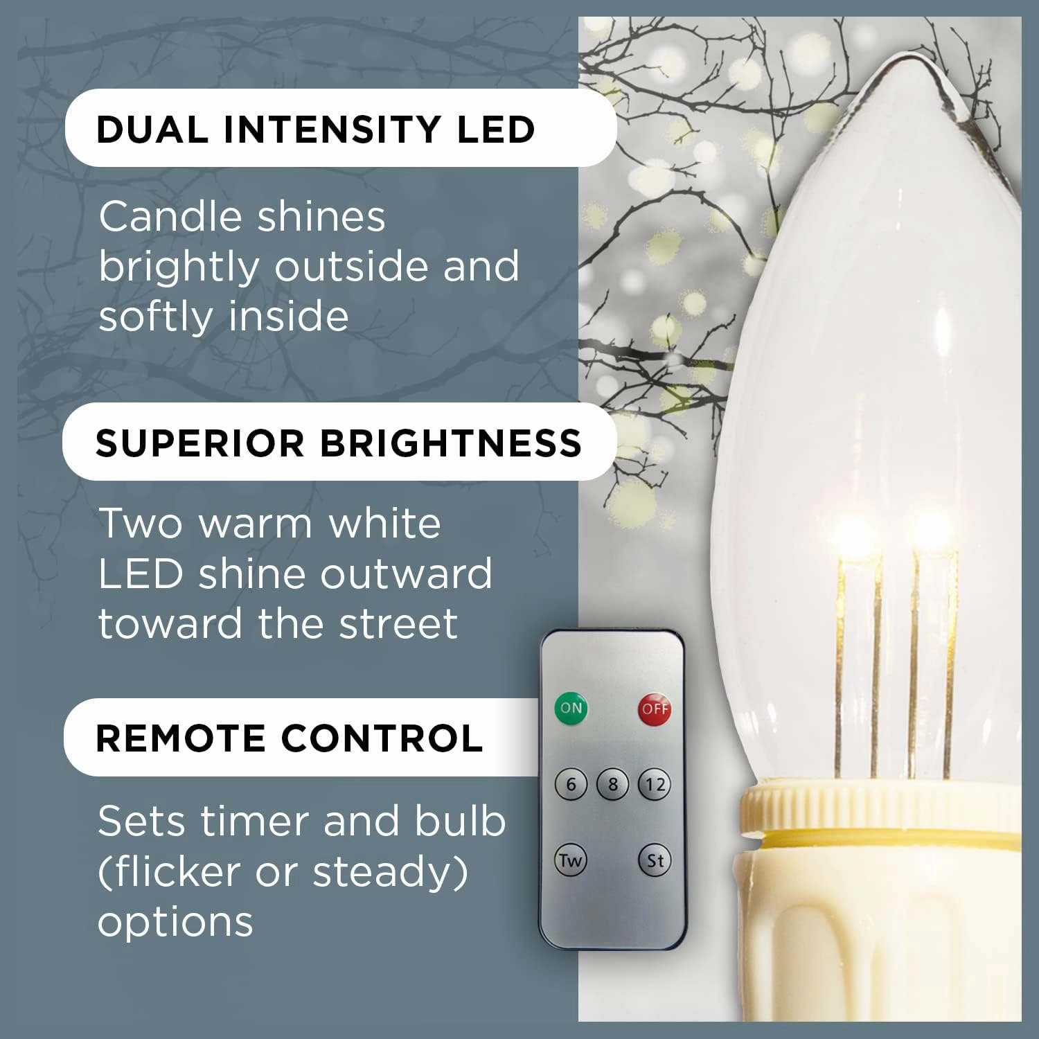Set of 4 Battery Operated Window Candles with Remote Control - (Brushed Brass)