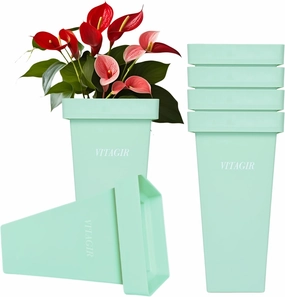 Set of 6 Flower Buckets for Cut Flowers in Mint Green Plastic 13.3 * 6.8 Inch, Flower Buckets for Flower Bar Ideal for Displaying Flowers in Florist Shop or as Home and Event Decoration