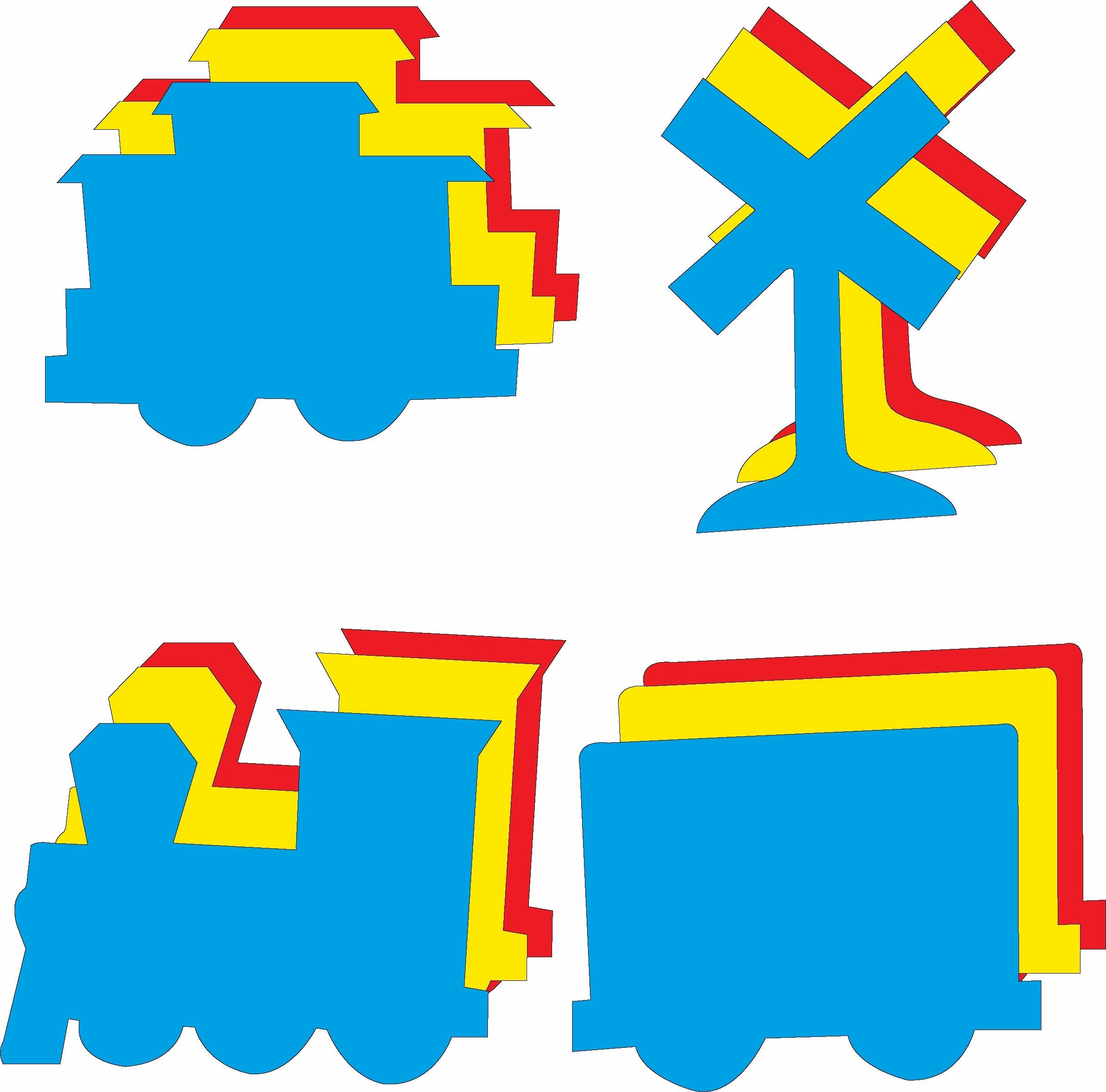 SHAPES ETC. Large Cut-Out Set - Tri-Color Train
