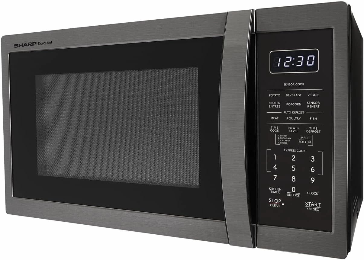 SHARP SMC1452KH ZSMC1452CH 1,100 Watt Countertop Microwave Oven, Cubic Foot, Black Stainless Steel, 1.4 CuFt