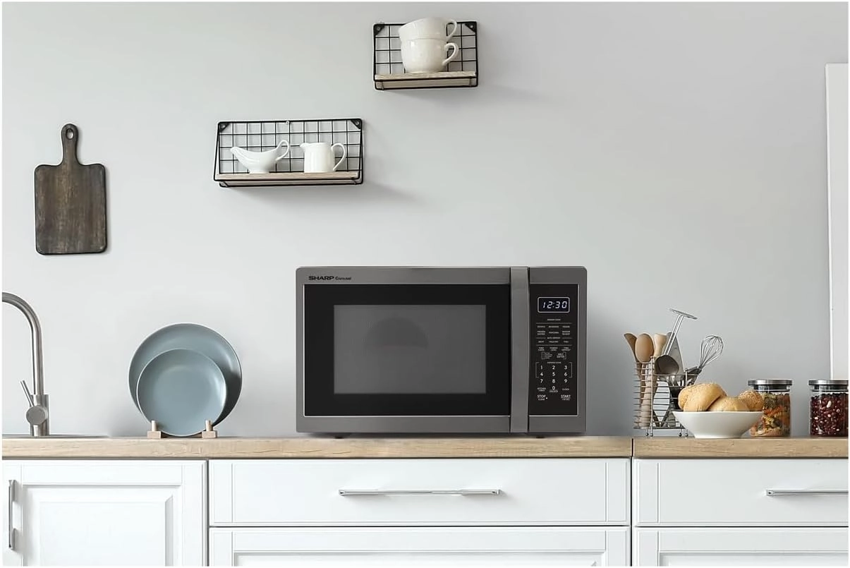 SHARP SMC1452KH ZSMC1452CH 1,100 Watt Countertop Microwave Oven, Cubic Foot, Black Stainless Steel, 1.4 CuFt