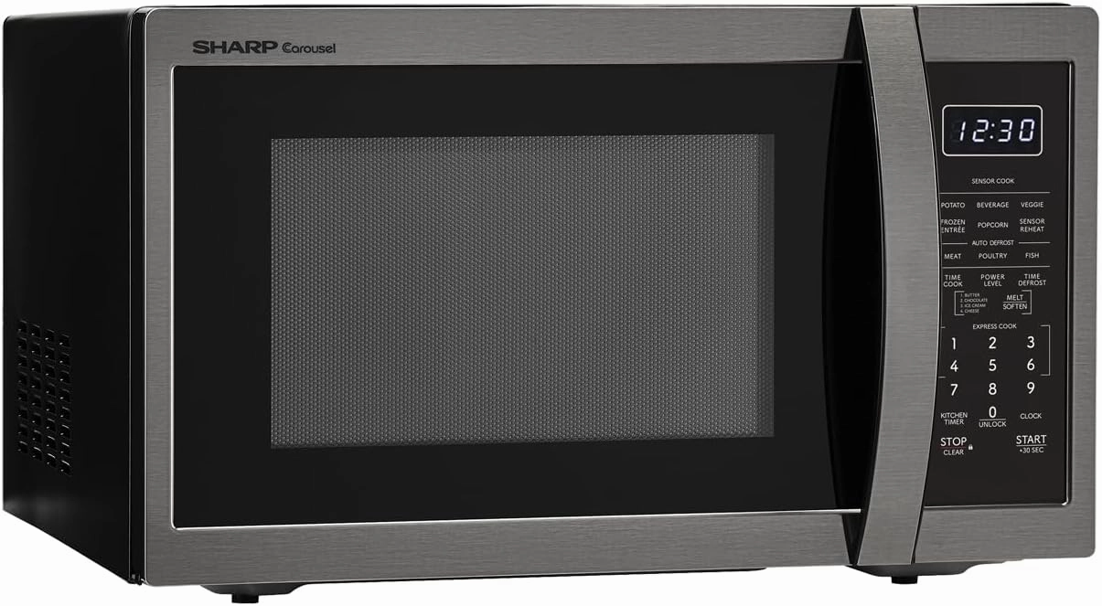 SHARP SMC1452KH ZSMC1452CH 1,100 Watt Countertop Microwave Oven, Cubic Foot, Black Stainless Steel, 1.4 CuFt