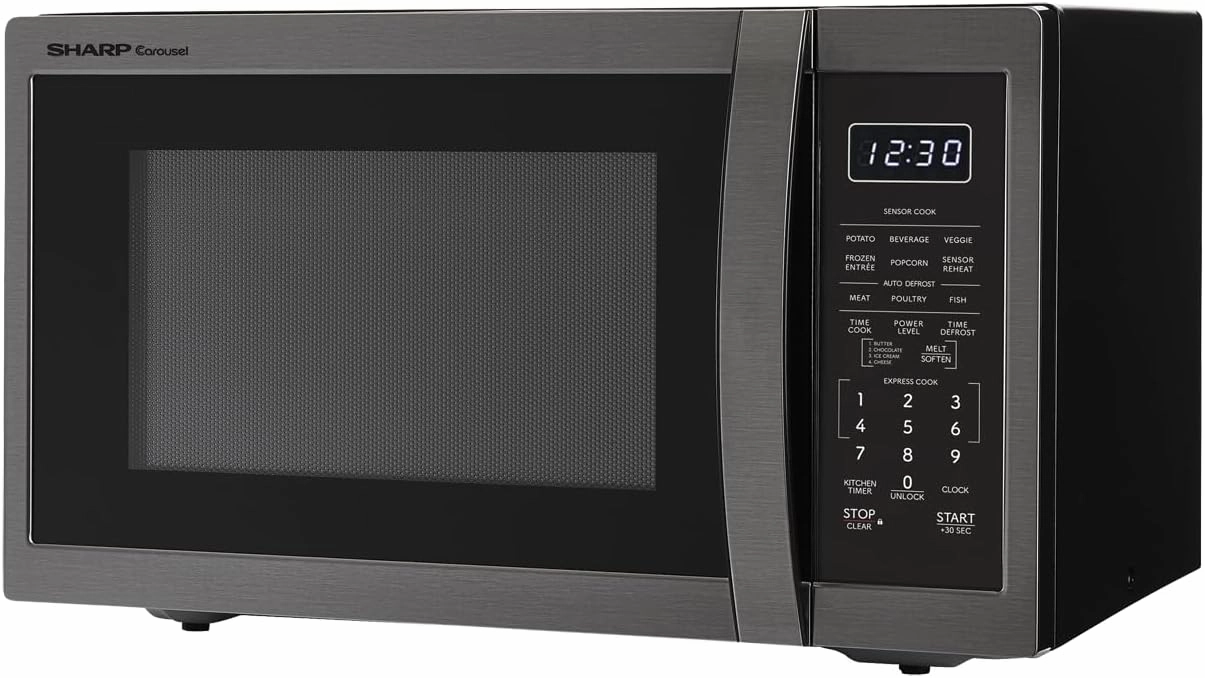 SHARP SMC1452KH ZSMC1452CH 1,100 Watt Countertop Microwave Oven, Cubic Foot, Black Stainless Steel, 1.4 CuFt