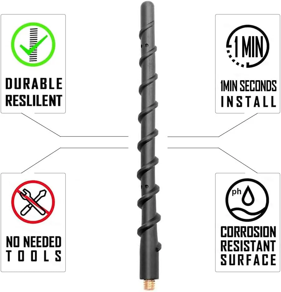 Short Antenna for 2007-2025 Jeep Wrangler Gladiator JK JL JT JKU JLU Sahara Rubicon Sport 4xe Willys Mojave, 7 Inch Jeep Replacement Antenna Jeep Wrangler Gladiator Accessories