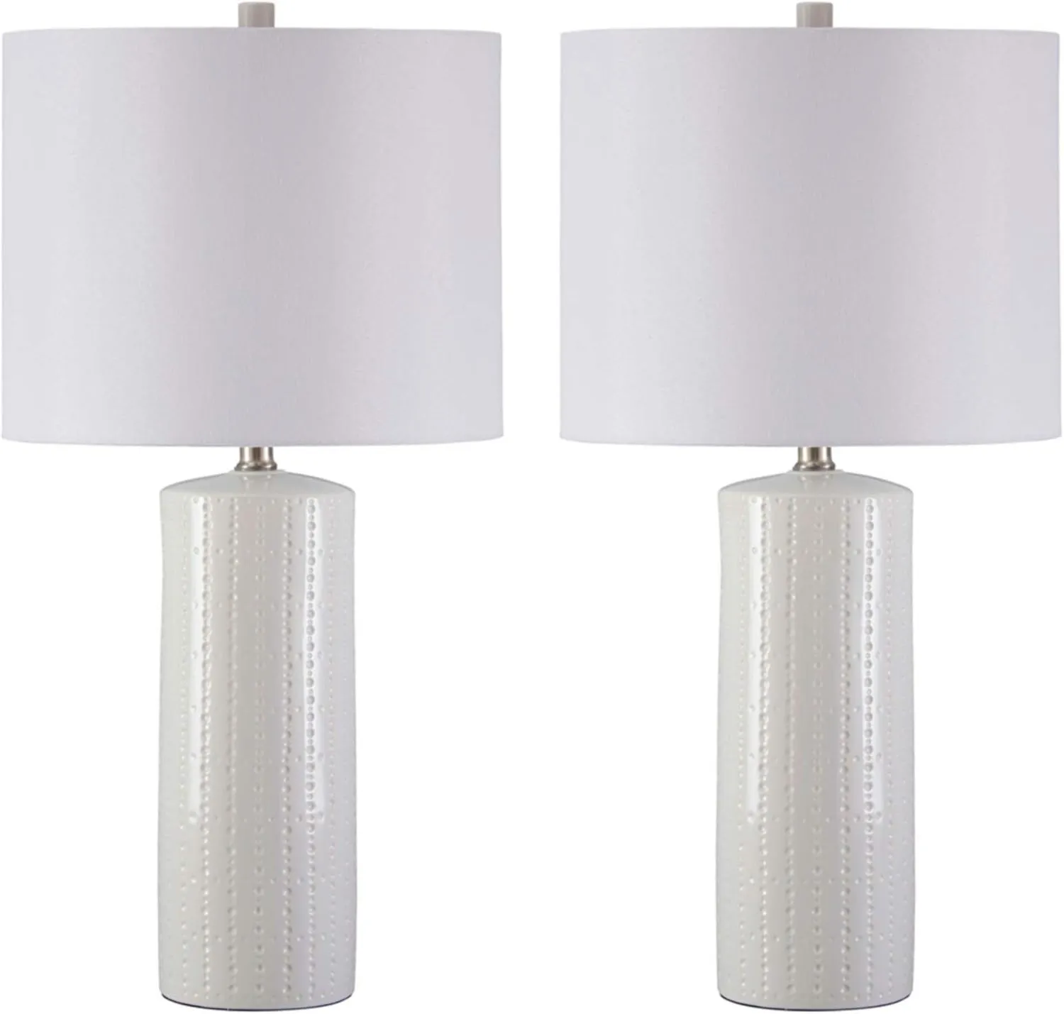 Signature Design by Ashley Steuben Textured Ceramic Table Lamp, 2 Count Lamps, 25", Solid White