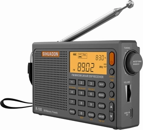 SIHUADON R108 Shortwave AM FM Radio LW MW AIR Band DSP Full Band Portable Radio Battery Operated with Sleep Timer Alarm Clock 500 Memories preset Stations for Family by RADIWOW (Grey)