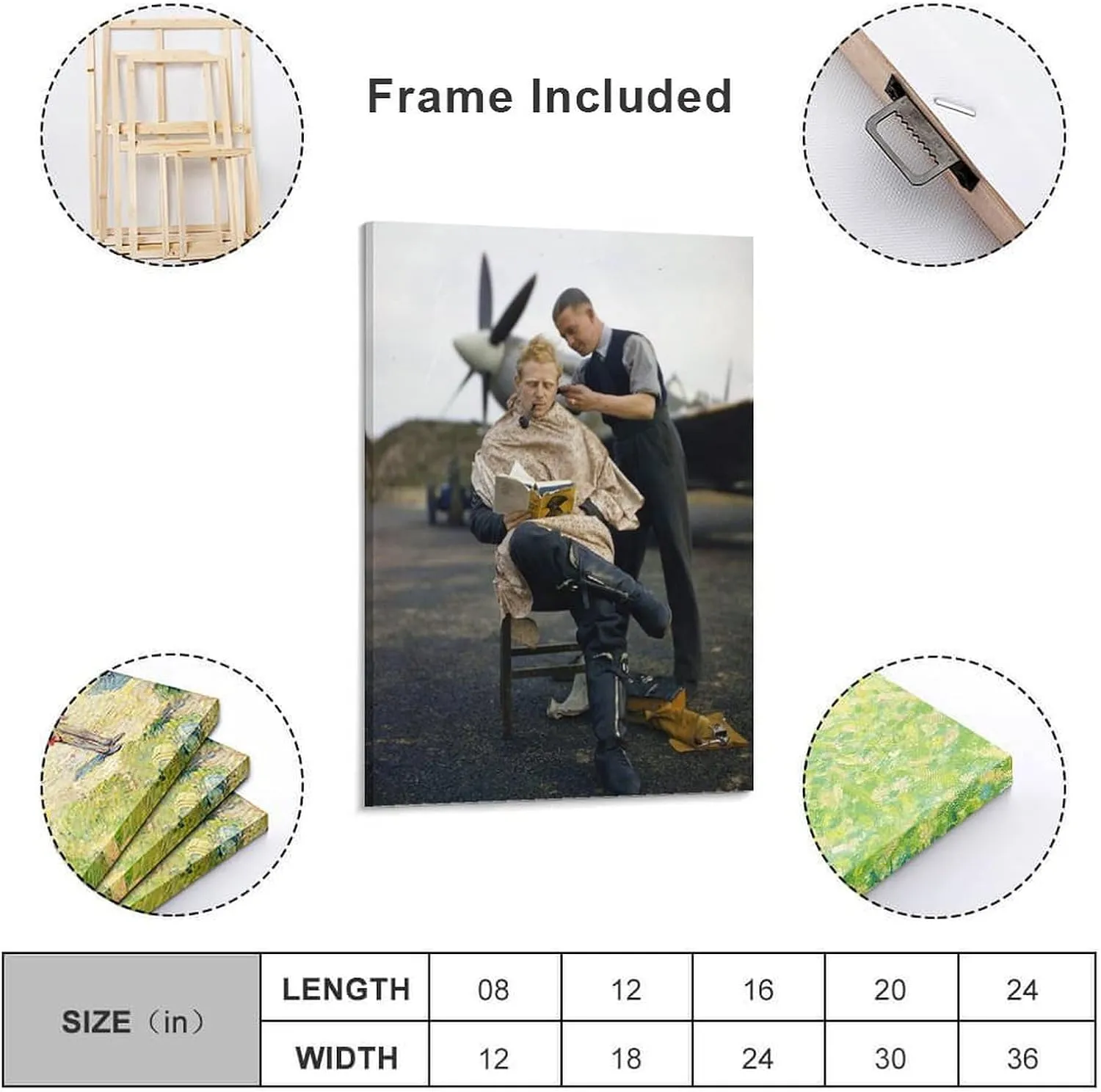 silanod Raf Pilot Haircut At Fairlop Airfield Poster Canvas Wall Art Poster For Room Aesthetic And Decor Poster For Living Room Bedroom Bathroom Office Kitchen Decor Frame-style08x12inch(20x30cm)