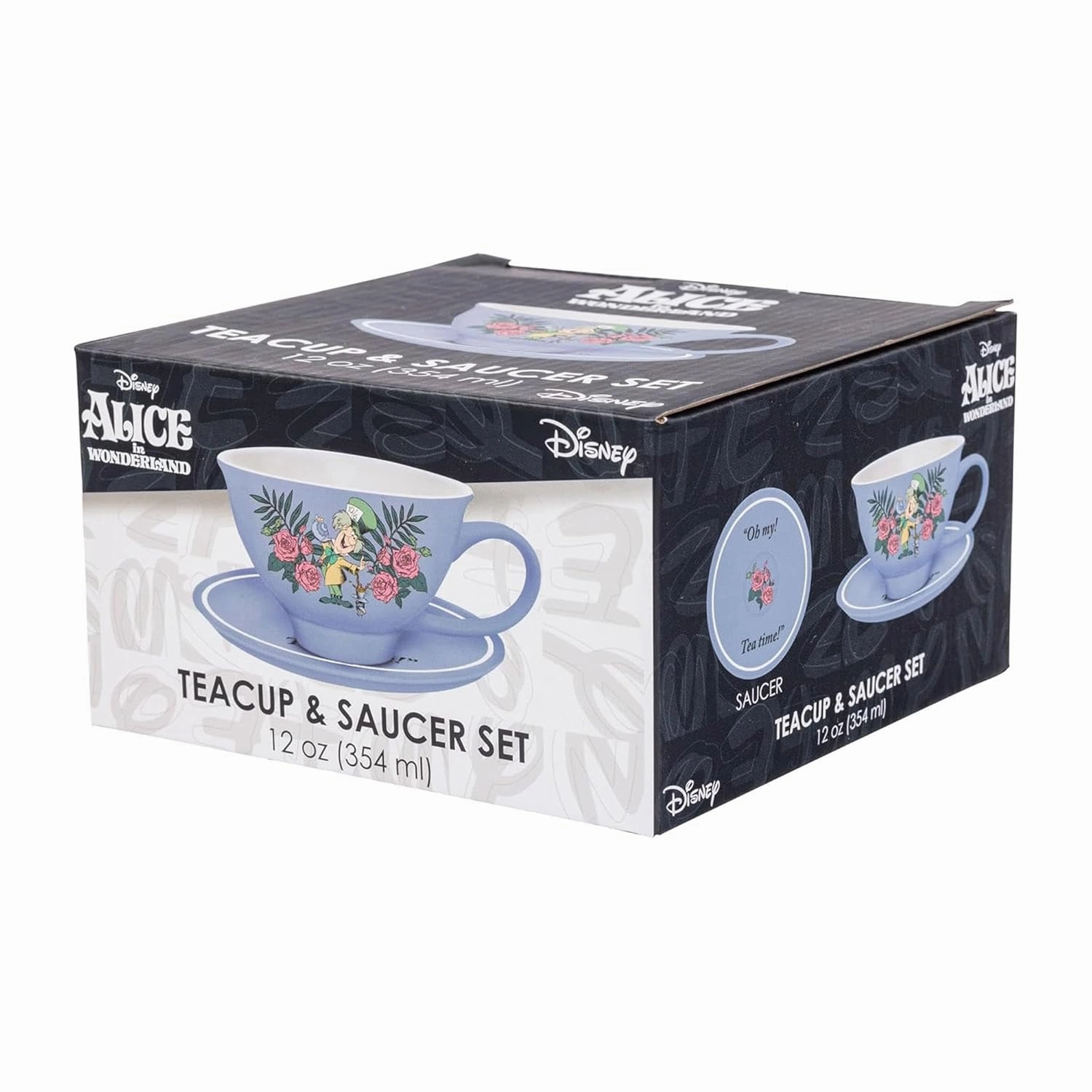 Silver Buffalo Alice in Wonderland Oh My Boxed Ceramic Teacup and Saucer, 12 Ounces