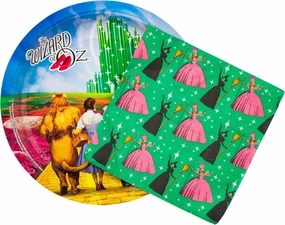 Silver Buffalo The Wizard of Oz Emerald City Featuring Dorthy, Lion, Tin Man, Scarecrow, Wicked Witch of the West Elphaba, and Glinda 32 Pack Partyware Disposable Paper Plates and Napkins
