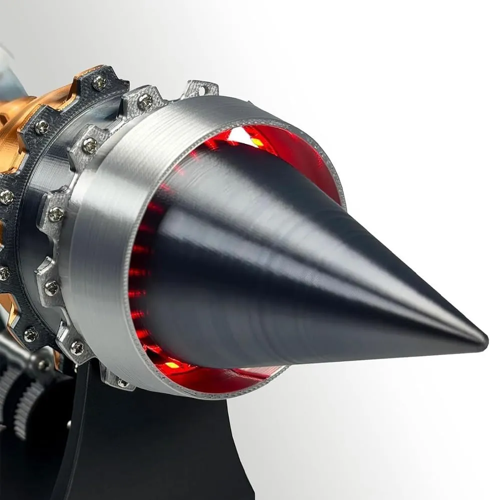Simulation Aircraft Turbojet Engine Rotatable Model, Tr900 Turbofan Simulation Engine, 3D Rotatable Metal Mechanical Aero Engine Toy for, Assembling DIY Display Model(Red)