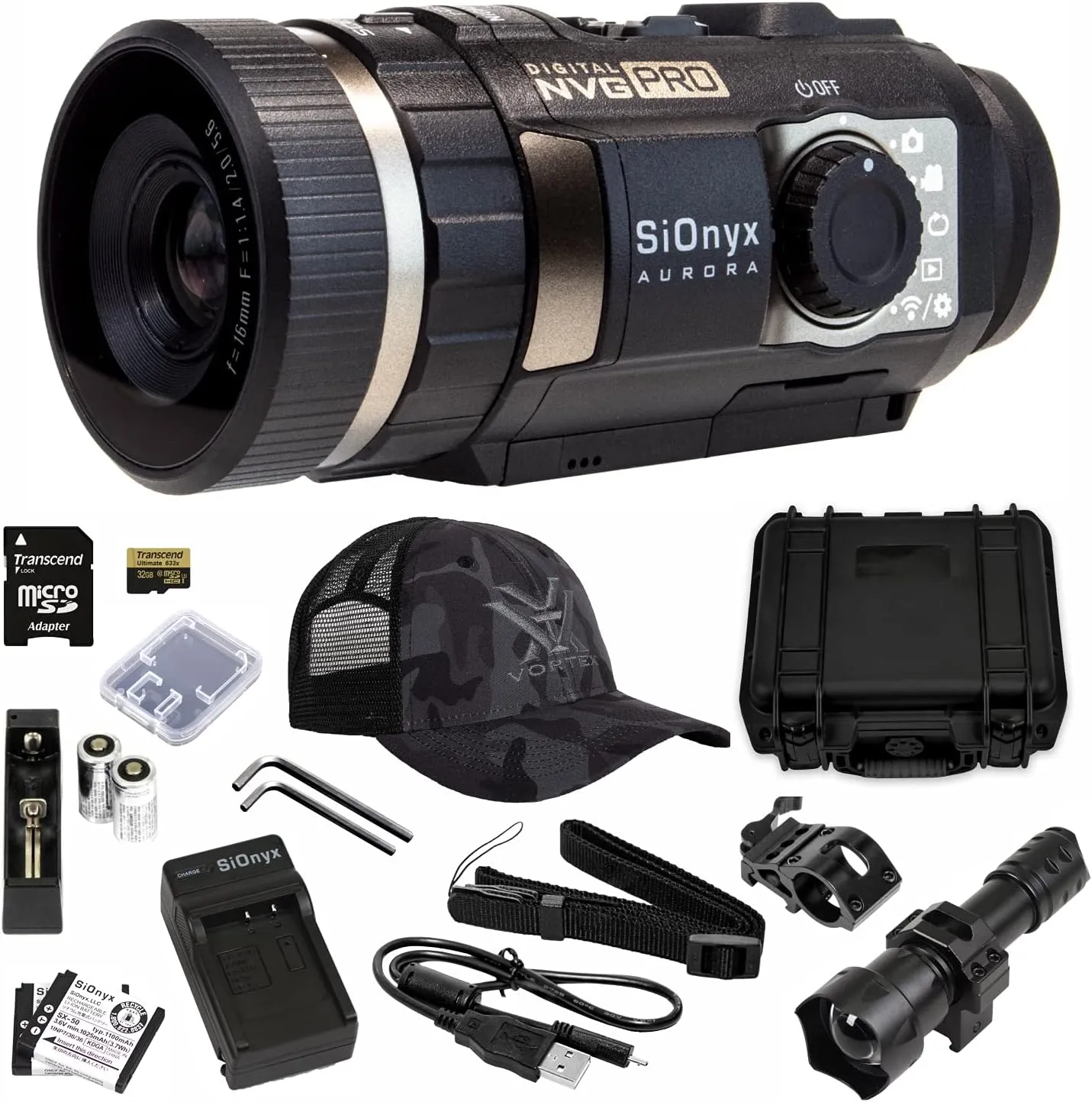 SiOnyx Aurora Explorer Edition Full-Color Digital Night Vision Camera and Hard Case and Hat Bundle