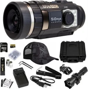 SiOnyx Aurora Explorer Edition Full-Color Digital Night Vision Camera and Hard Case and Hat Bundle