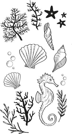 Sizzix Clear Stamps Set Ocean Elements by Lisa Jones, Multicolor, One Size