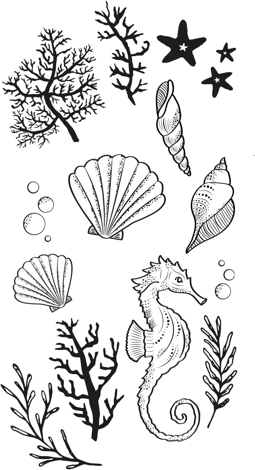 Sizzix Clear Stamps Set Ocean Elements by Lisa Jones, Multicolor, One Size