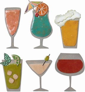 Sizzix Thinlits Die Set 24 Pack, Happy Hour by Tim Holtz Cutting dies, Multicolor
