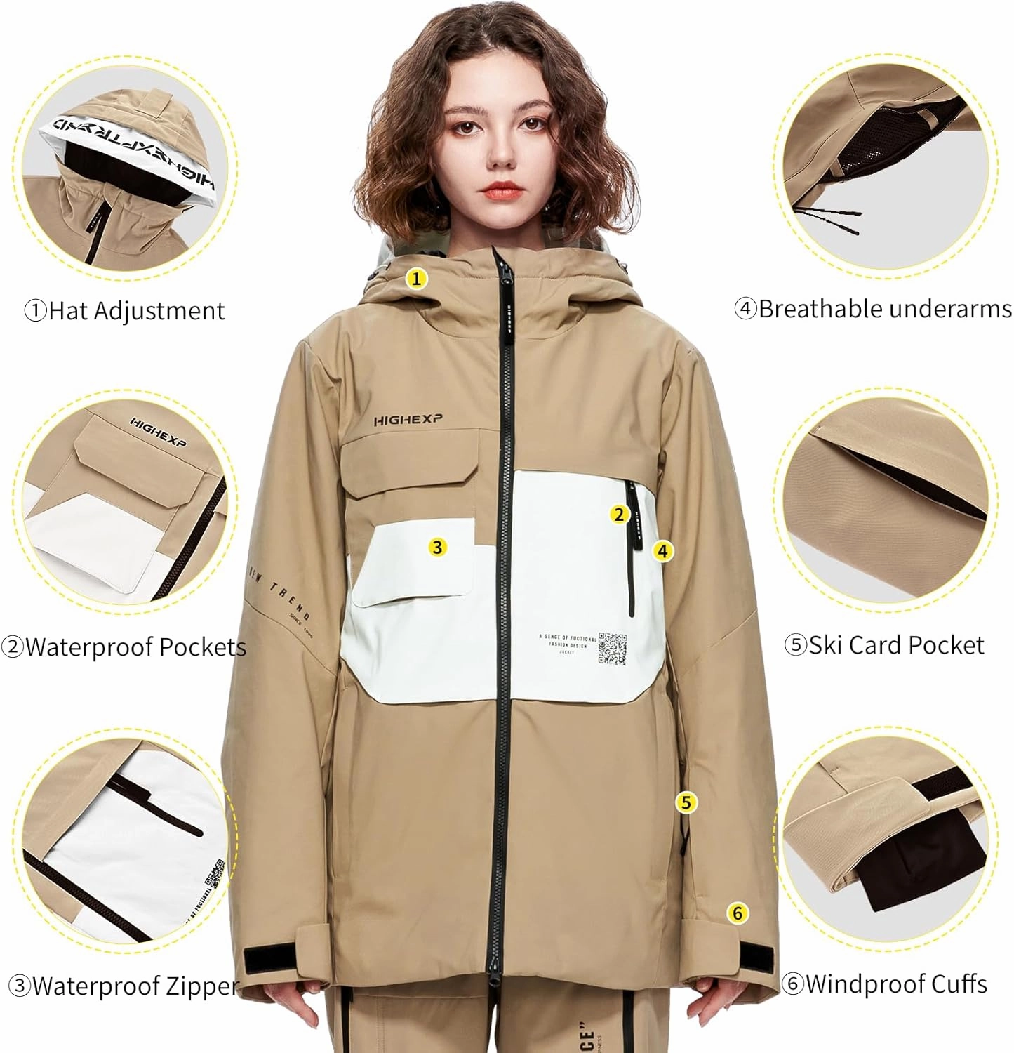 Ski Jacket Snowboard Coat Snow Winter Waterproof Insulated Windproof Baggy Warm Hooded Jacket for Men Women