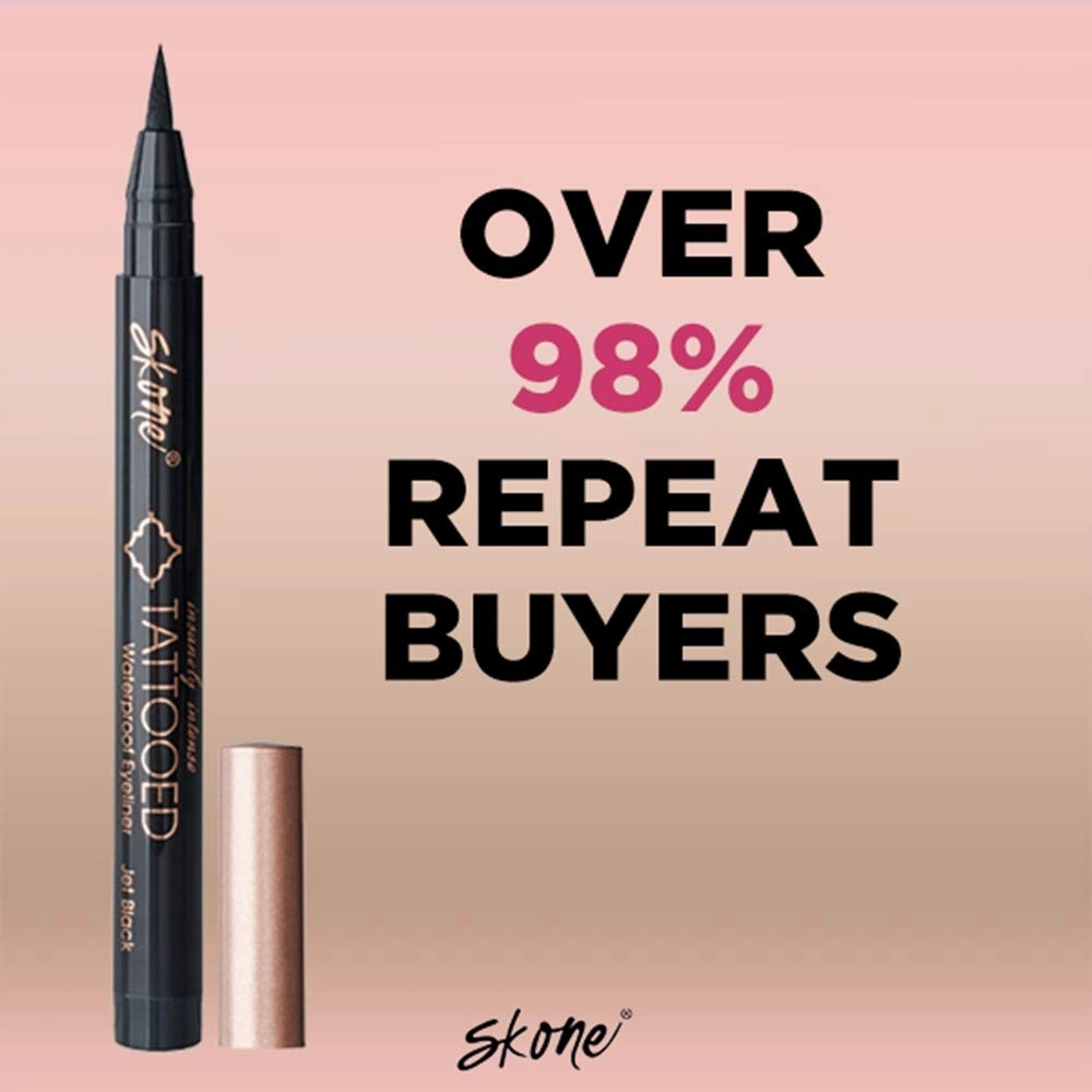 Skone Cosmetics Insanely Intense Tattooed Eyeliner Pen - 5-piece Set - Waterproof Liquid Eyeliner, Sweat Proof, Smudge Proof Liquid Eyeliner - 5 Bold Colors (Black, Brown, Navy, Plum, Hunter Green)