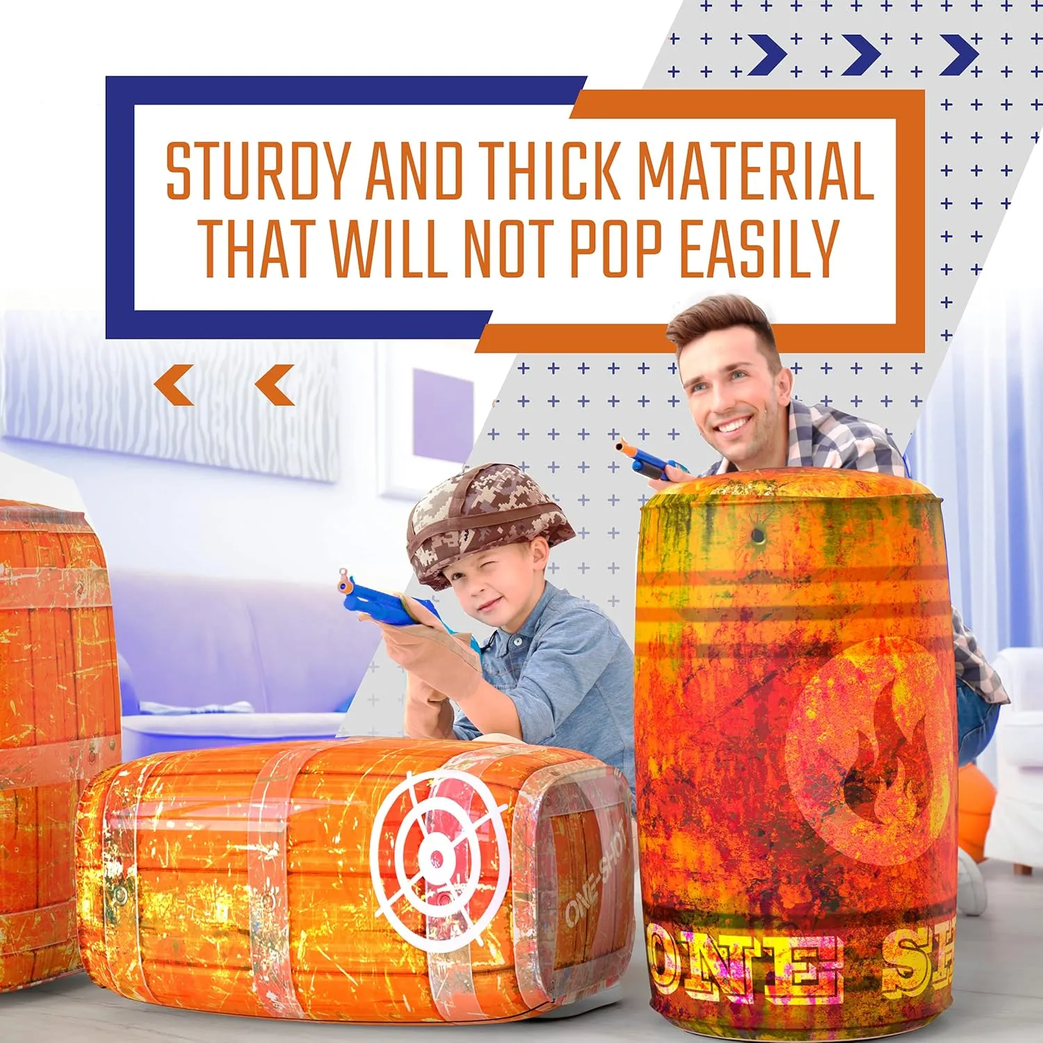 Skywin Inflatable Battle Bunkers - 4 Piece Obstacle Set for Play Combat and Laser Tag (Orange)