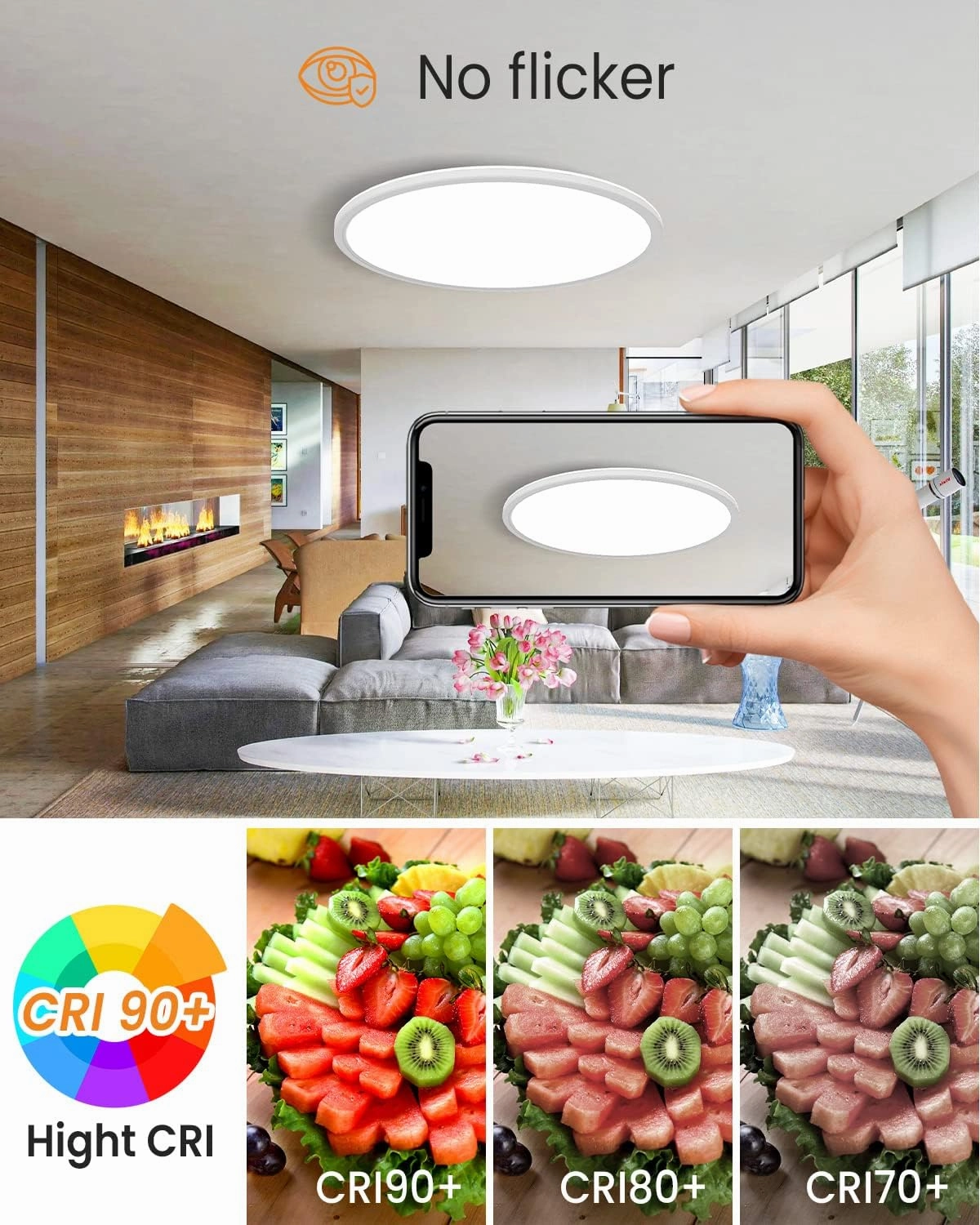 Slochi 15.4 Inch 2 Pack Flush Mount Ultra Thin LED Ceiling Light, 36W 3000K/4500K/6000K 3 Color Temperature Low Profile Ceiling Light Fixtures for Bedroom, Kitchen, Living Room