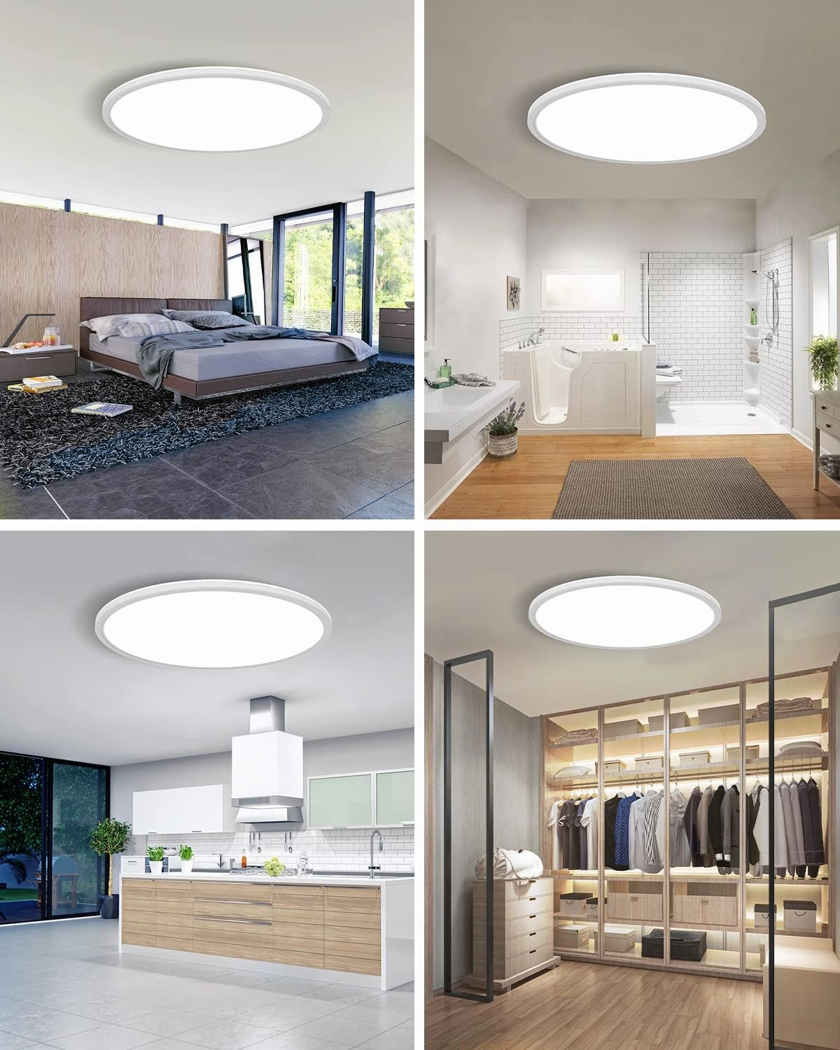 Slochi 15.4 Inch 2 Pack Flush Mount Ultra Thin LED Ceiling Light, 36W 3000K/4500K/6000K 3 Color Temperature Low Profile Ceiling Light Fixtures for Bedroom, Kitchen, Living Room