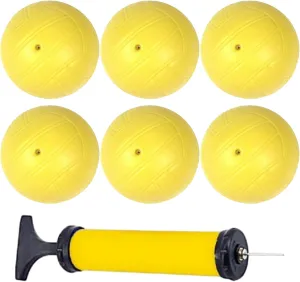 Small Volleyball, Mini Volleyball 6Pcs 3.5 Inch PVC Yellow Color Mini Balls with Inflator for Beach, Swimming Pool, Playground