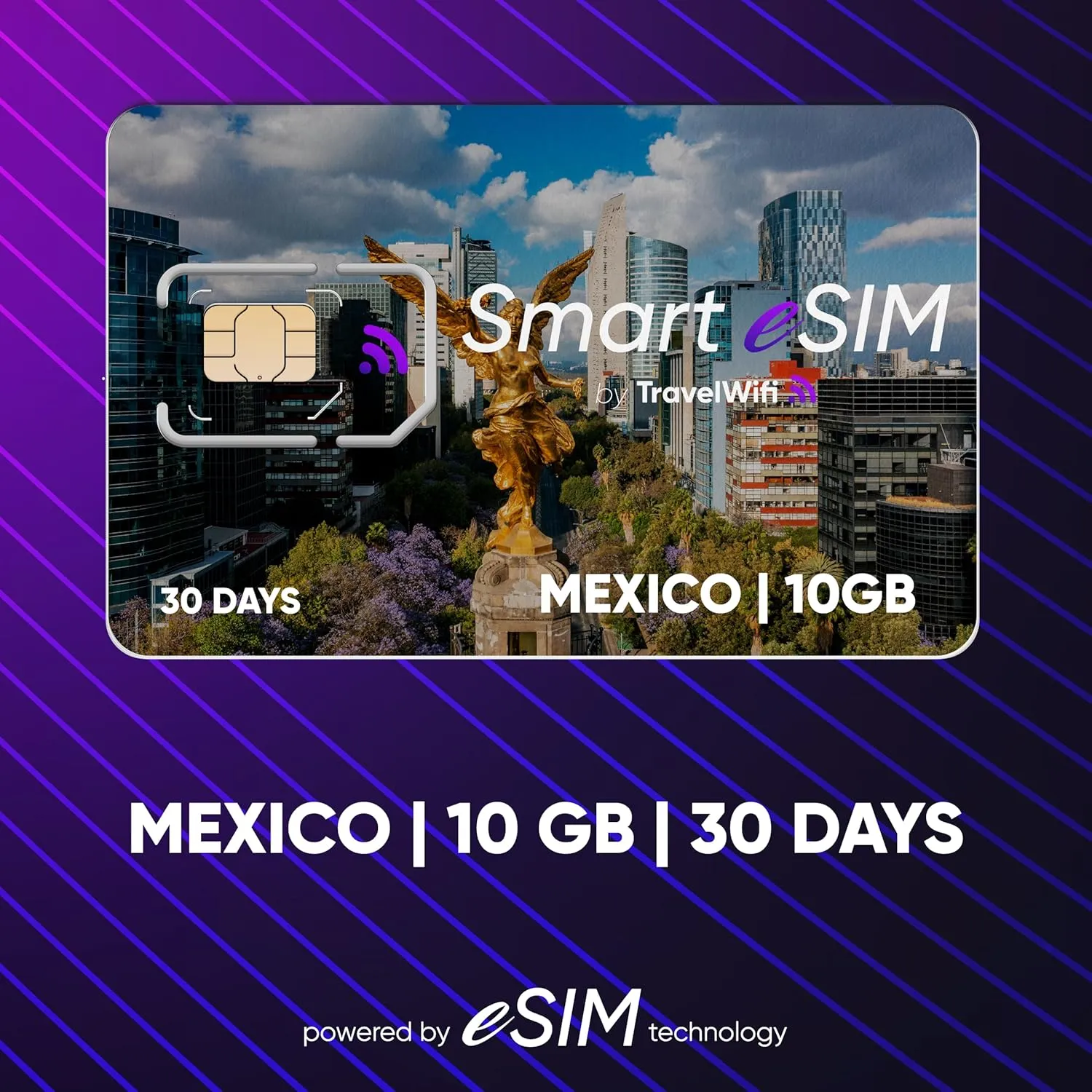 Smart eSIM Mexico (10GB, 30 Days), Rechargeable International SIM Card, Triple-Cut Prepaid SIM Card (Standard, Nano, and Micro), Convenient Top-Up