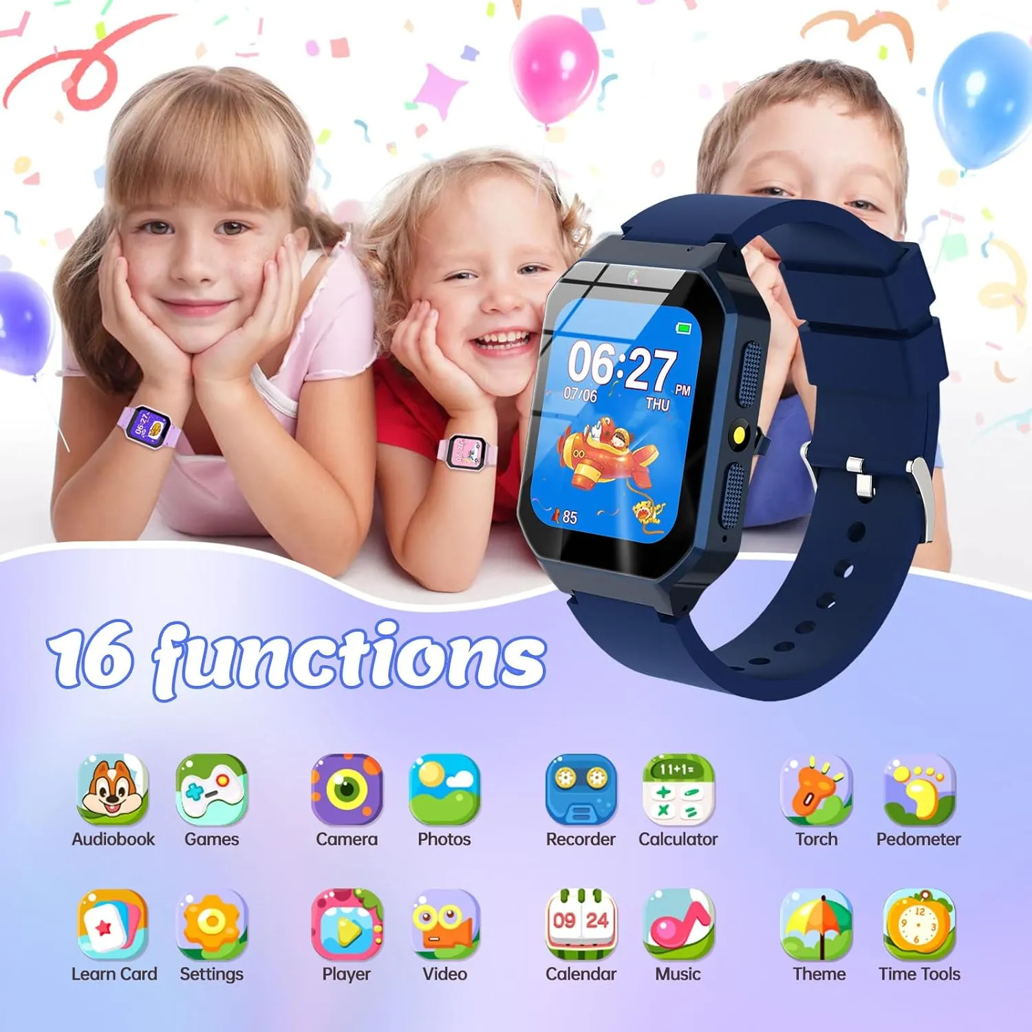 Smart Watch for Kids 8-12, Kids Smart Watch with 26 Games, Educational Toys HD Camera Video Music Alarm Audiobook Learn Card Flashlight Pedometer Christmas Birthday Gift