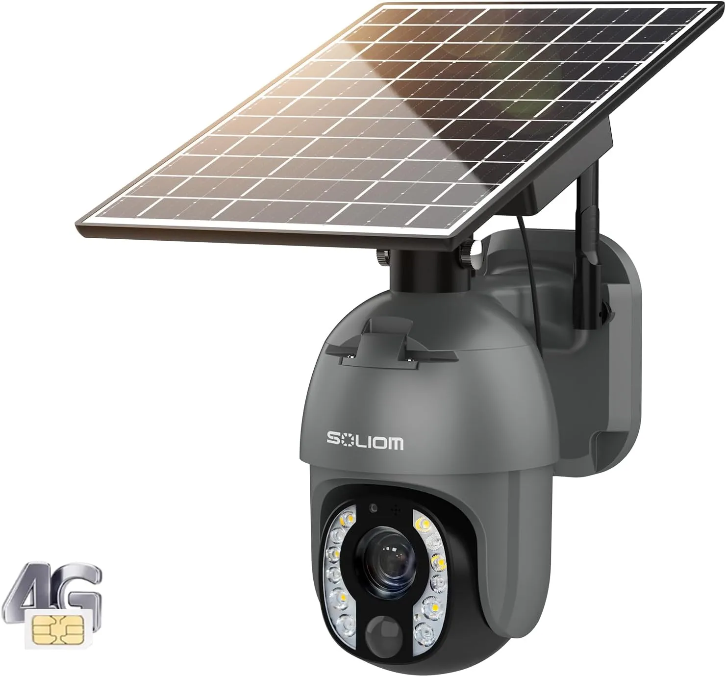 SOLIOM 5MP Security Camera Outdoor with 10X Optical Zoom, 4G LTE Cellular Security Cameras for Home Security with Battery & Solar Powered, Human Detection, Spotlight Color Night Vision, Auto Tracking