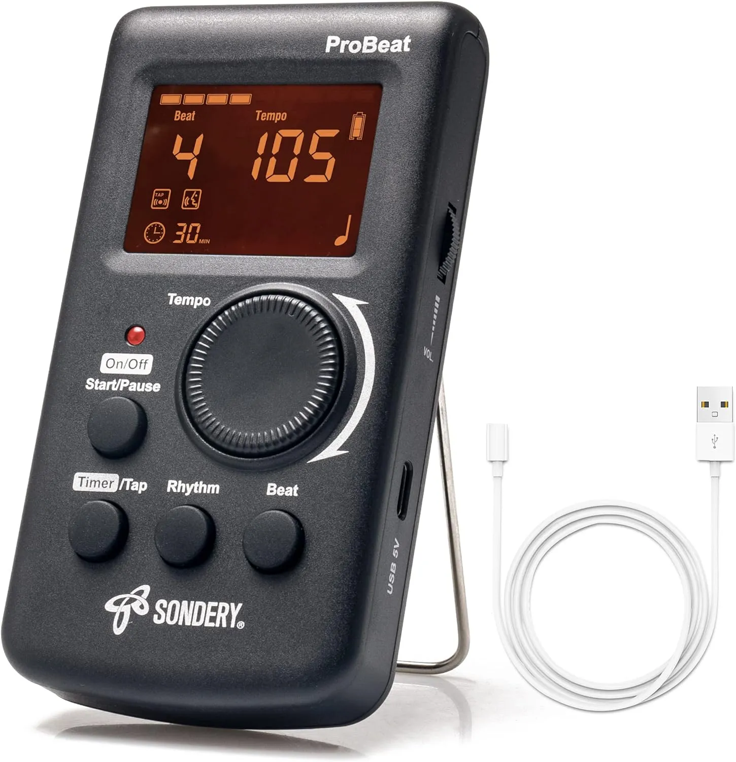 Sondery Digital Metronome Rechargeable English Vocal Counting with Timer Function for Piano Guitar Drum and All Instruments