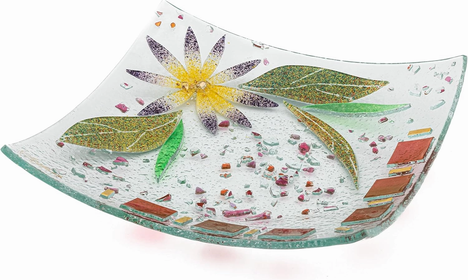 SOSPIRI VENEZIA Glass Decorative Plate Murano Glass Decorative Bowl, Gift Decoration Centerpiece Floral Decor, Catchall Bowl Catchall Tray for Entrance Table Console Living Room Dining Table 7,5"x7,5