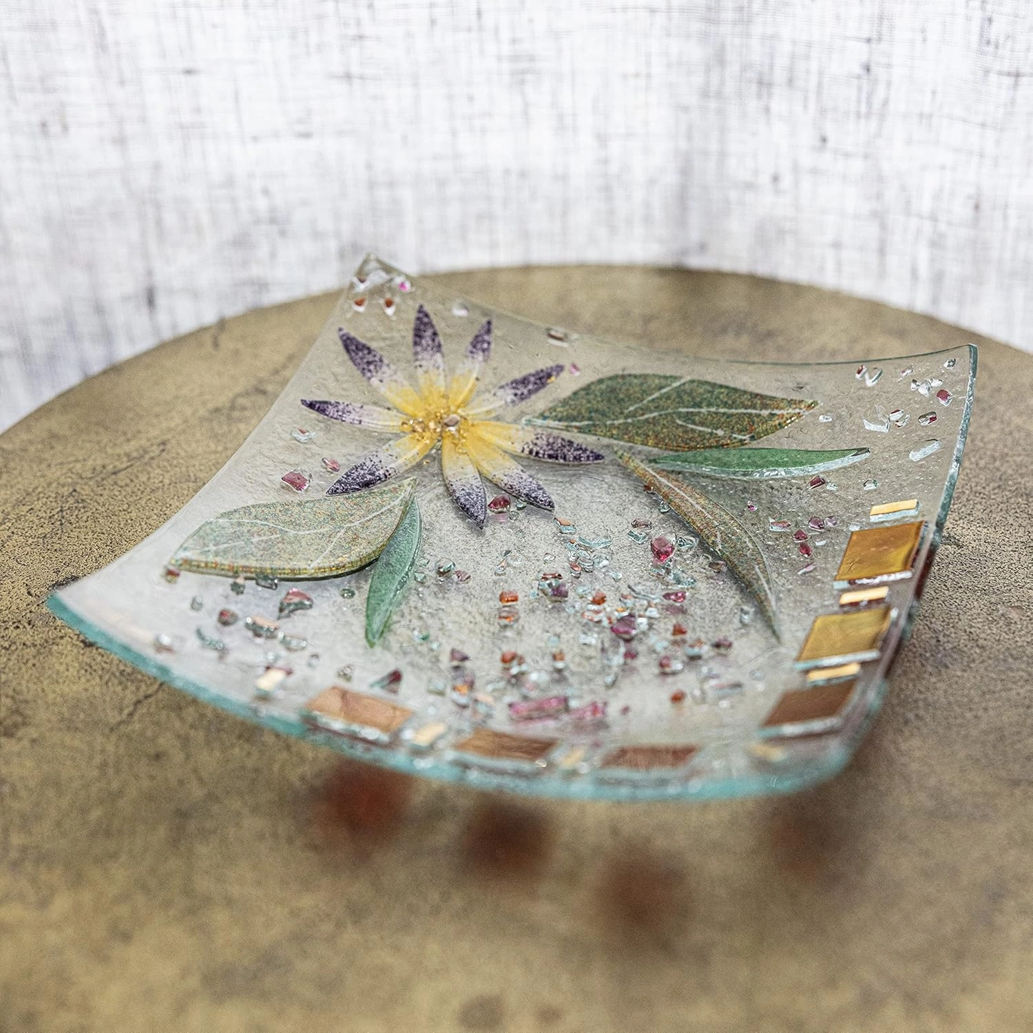 SOSPIRI VENEZIA Glass Decorative Plate Murano Glass Decorative Bowl, Gift Decoration Centerpiece Floral Decor, Catchall Bowl Catchall Tray for Entrance Table Console Living Room Dining Table 7,5"x7,5