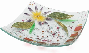 SOSPIRI VENEZIA Glass Decorative Plate Murano Glass Decorative Bowl, Gift Decoration Centerpiece Floral Decor, Catchall Bowl Catchall Tray for Entrance Table Console Living Room Dining Table 7,5"x7,5