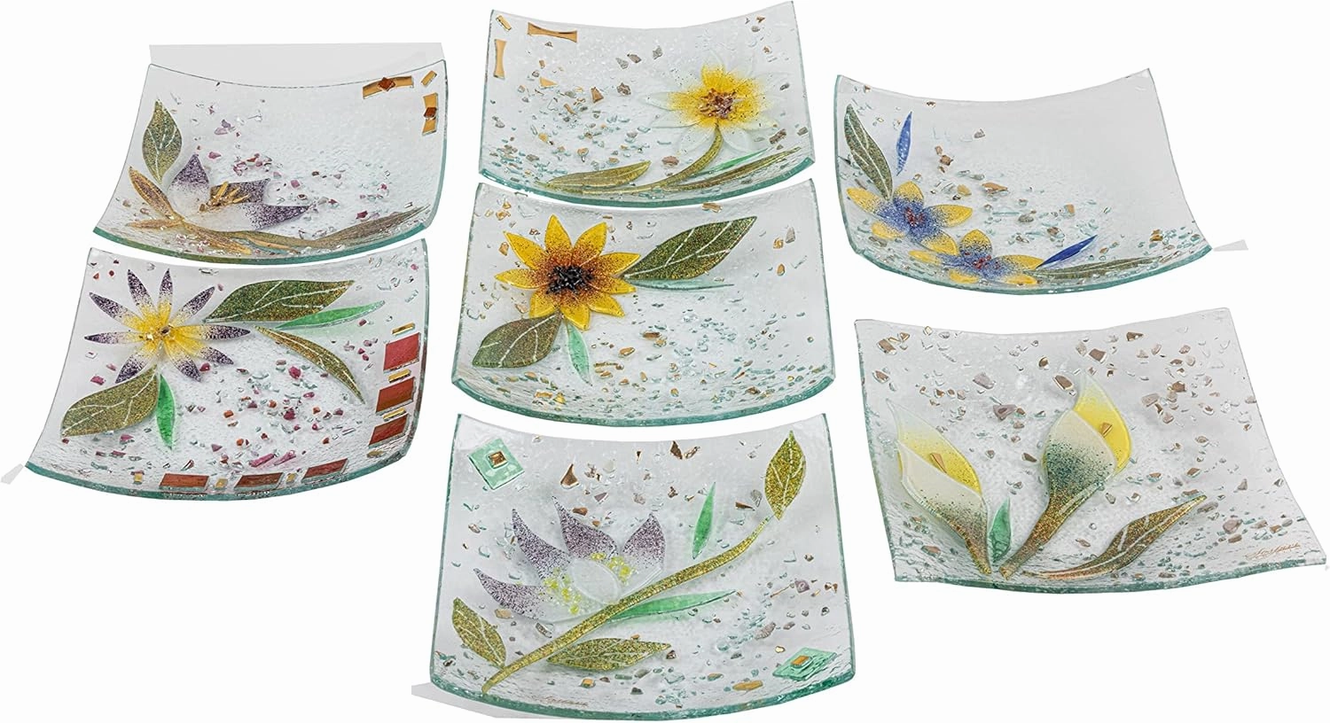 SOSPIRI VENEZIA Glass Decorative Plate Murano Glass Decorative Bowl, Gift Decoration Centerpiece Floral Decor, Catchall Bowl Catchall Tray for Entrance Table Console Living Room Dining Table 7,5"x7,5