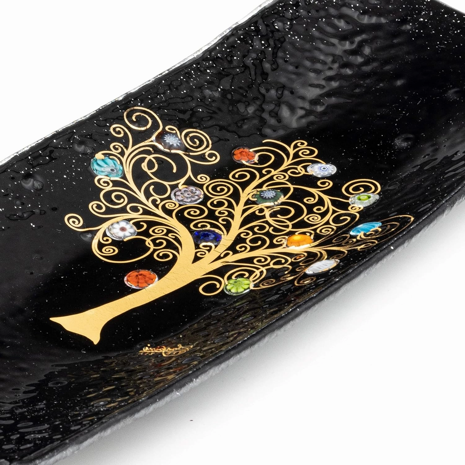 SOSPIRI VENEZIA Glass Decorative Plate Murano Glass Decorative Bowl, Gift Decoration Centerpiece Tree of Life, Catchall Bowl Catchall Tray for Entrance Table Console Living Room Dining Table 11"x5"