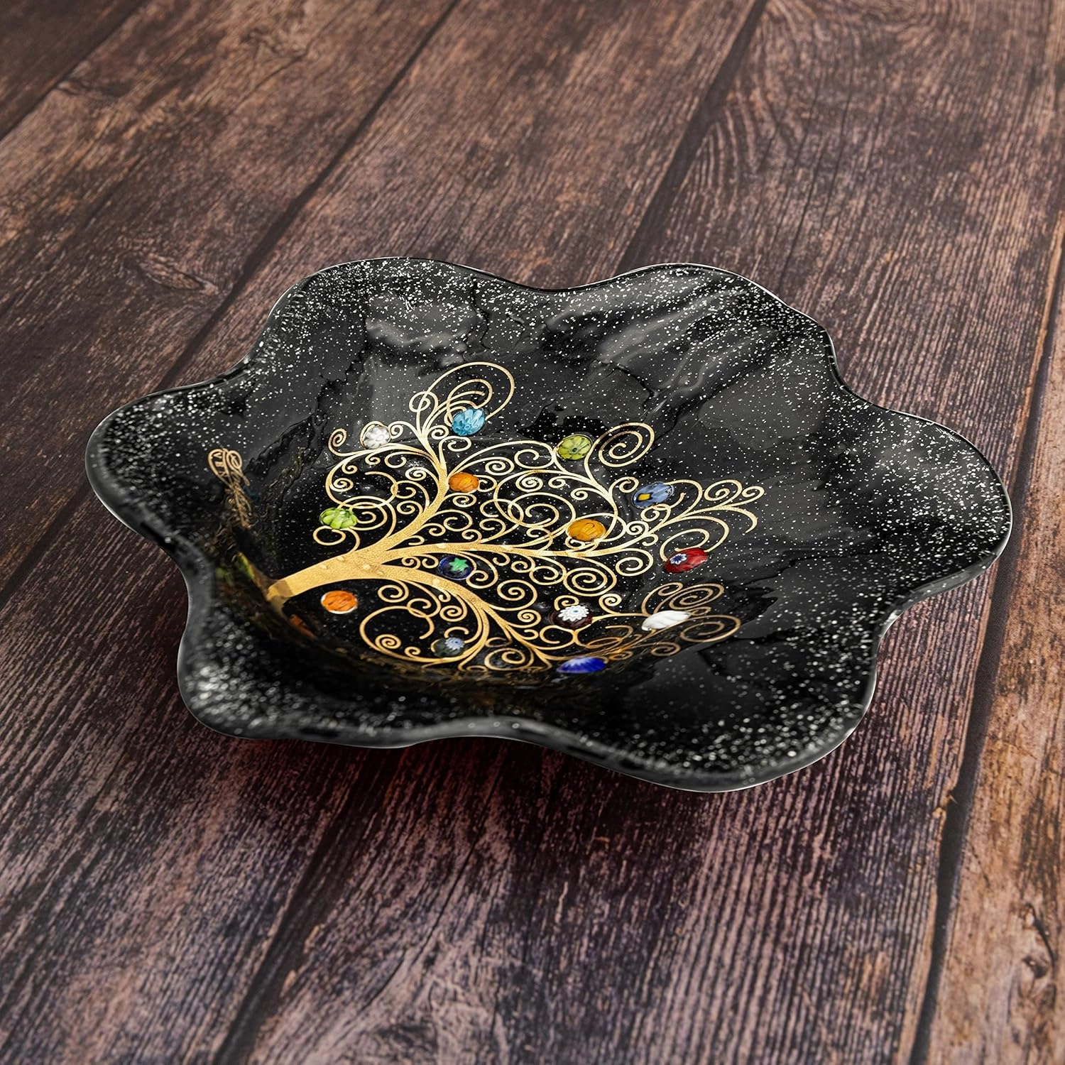 Sospiri Venezia Glass Decorative Plate Murano Glass Decorative Bowl, Gift Decoration Centerpiece Tree of Life, Catchall Bowl Catchall Tray for Entrance Table Console Living Room Dining Table 5"x5"