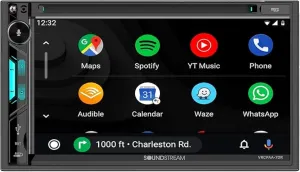 Soundstream VRCPAA-7DR Double DIN Car Stereo - 7” Touchscreen Display with Apple CarPlay & Android Auto Headunit, Bluetooth Car Stereo, AM/FM Radio Receiver, USB, SD & CD/DVD Player
