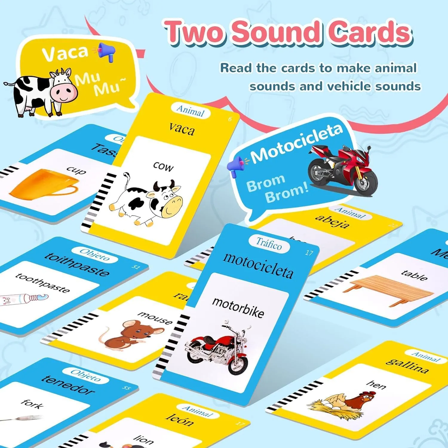 Spanish & English Talking Flash Cards for Toddler 1-6 Year Olds, Learning Montessori Toys with 510 Sight Words, Speech Therapy Toys, Children's Sensory Preschool Learning Educational Birthday Gifts