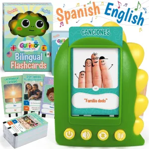Spanish Flash Cards for Kids | Bilingual Talking Flashcards with Audio | English Learning Cards | Interactive Language Development Toy | Educational Flash Cards for Early Learning