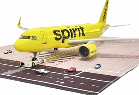 Spirit A320 Model 1/80 Scale Spirit Airlines A320 Model Airplane 18.5 Inches Long with LED Lights and a Large Rubber Airport Mat, Ideal Gift and Display