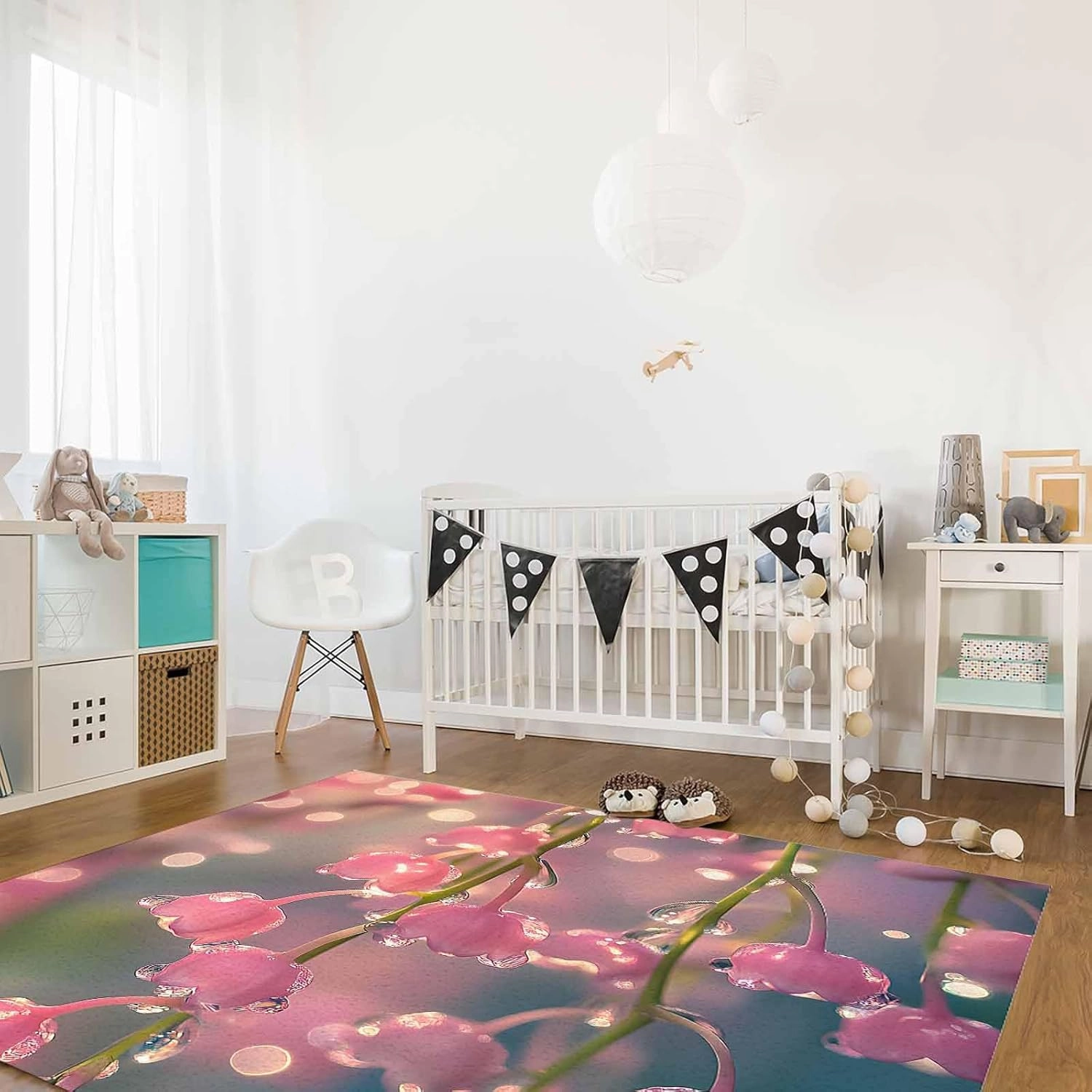 Spring Flower Dewdrop 5x7ft Large Area Rugs for Living Room, Lily of The Valley Collection Area Runner Rugs Non Slip Bedroom Carpets Hallways Rug, Outdoor Indoor Nursery Rugs Décor