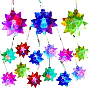 Sratte 24 Sets Flashing Crystal Star Necklaces, Cute Toy Jewelry with Light up Pendant, Princess Party Favors, Pretty Goodie Bag Fillers in Assorted Colors (Vibration Style)
