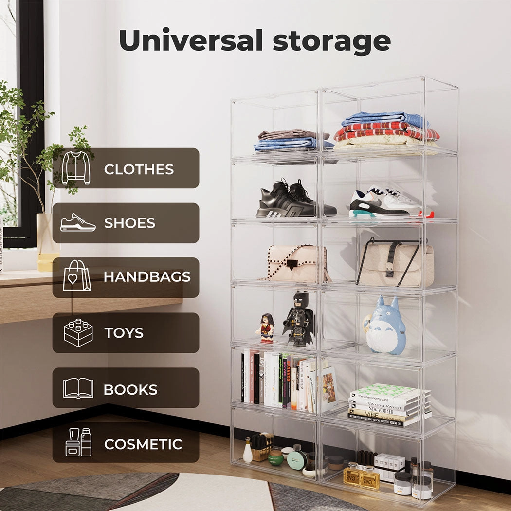 Stacked Magnetic Sneaker Display Case Clear Transparent