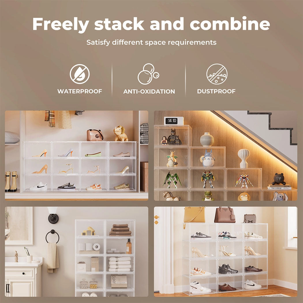 Stacked Magnetic Sneaker Display Case Clear Transparent