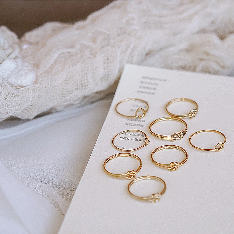 Stacking 14K Gold-Painted Heart Rings
