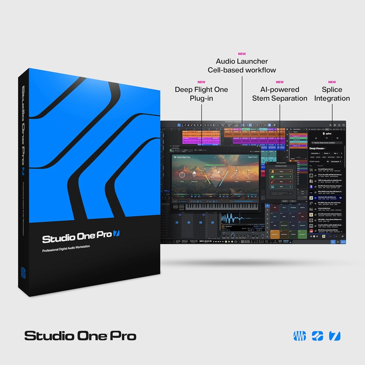 Studio One Pro 7 Upgrade License from Any Previous Version or Edition of Pro or Artist — Stem Separation, Splice Integration, Integrated Launcher, Virtual Instruments, Loops, & Samples Included